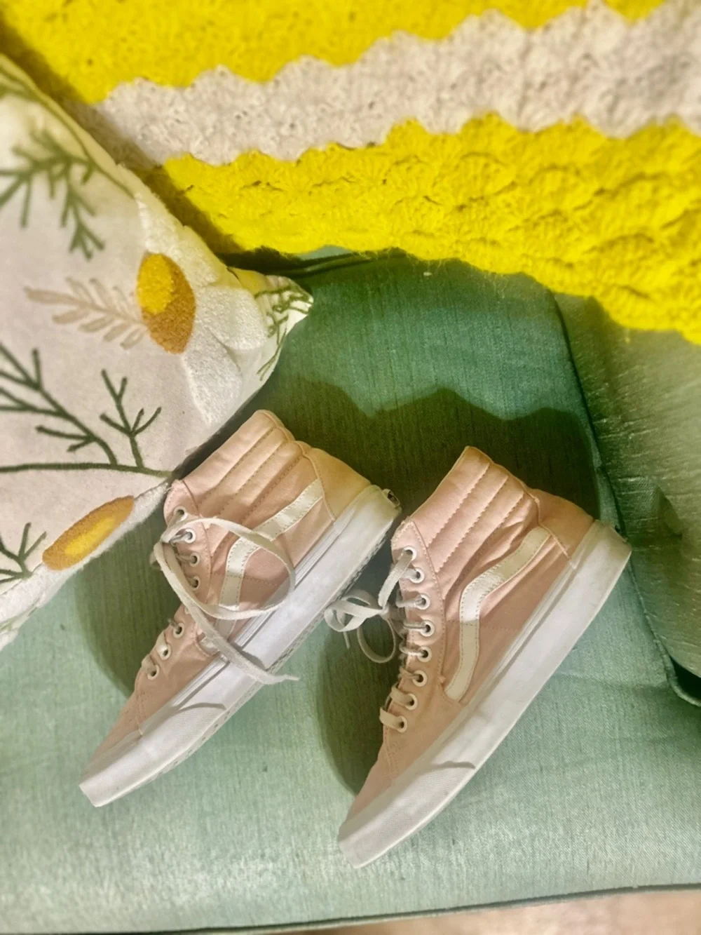 Pink High-Top Vans- with White Stripe -